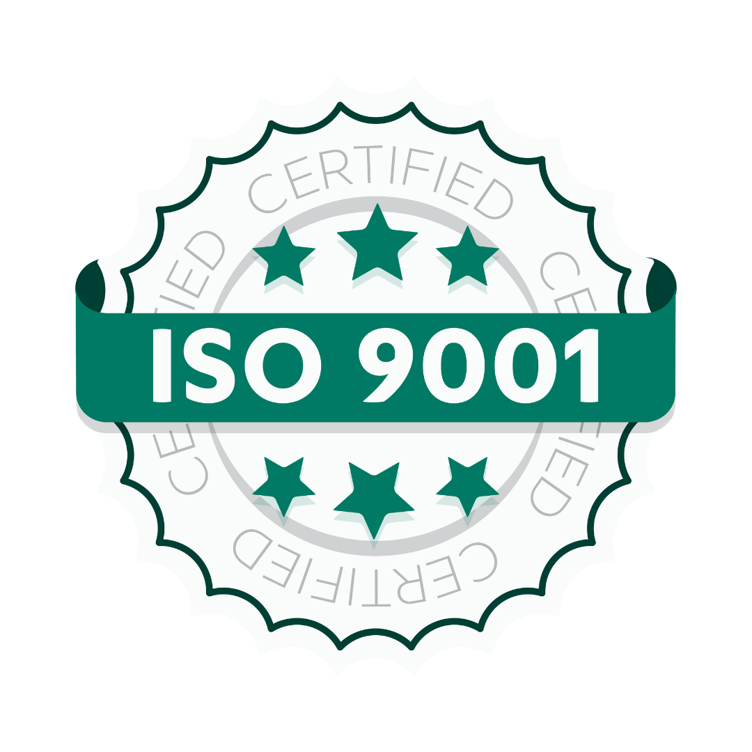 ISO 9001 certified logo.